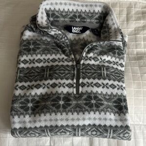 Lands’ End Women’s Gray Patterned 1/4 Zip Fleece Pullover size Med